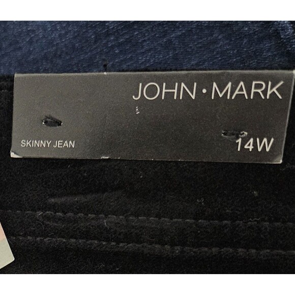 John Mark Velvet Skinny Jeans Women's 14W (34x27.5) Black Velour Straight NWT - Picture 2 of 9